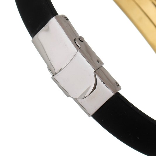 Pulseira de Silicone com Jesus em Metal - Dourado