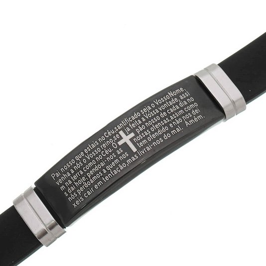 Pulseira com Oração do Pai Nosso - Preta