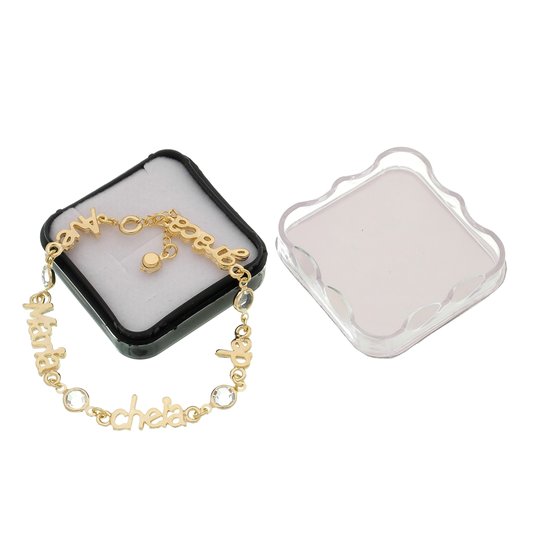 Pulseira Ave Maria Folheada com Strass