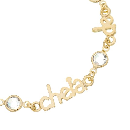 Pulseira Ave Maria Folheada com Strass