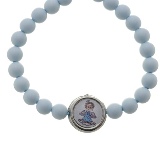 Pulseira Infantil do Santo Anjo da Guarda - Azul Bebê