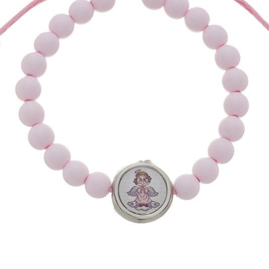 Pulseira Infantil do Santo Anjo da Guarda - Rosa Bebê