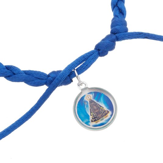 Kit Pulseira Nossa Senhora Aparecida Trançada Azul - 3Un