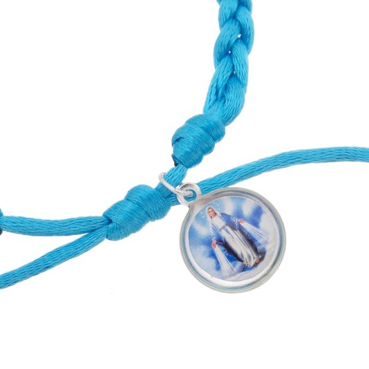 Pulseira de Nossa Senhora Das Graças Trançada Azul Claro - 3Un
