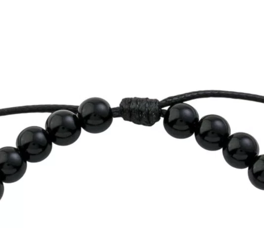 Pulseira Regulável Resinada Santa Teresinha Pérola Preta 6mm