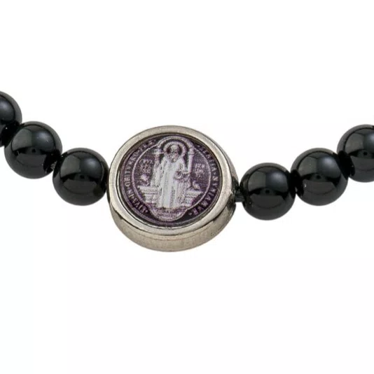 Pulseira Regulável Resinada São Bento Pérola Preta 6mm