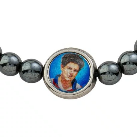 Pulseira Regulável Resinada São Carlo Acutis Hematita 6mm