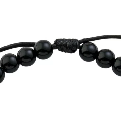 Pulseira Regulável Resinada São Carlo Acutis Pérola Preta 6mm