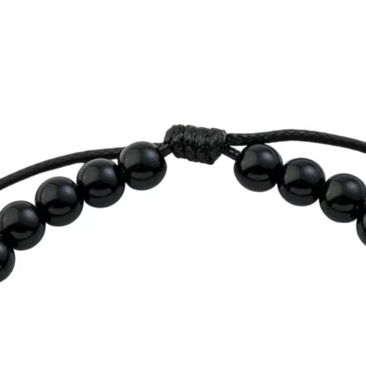 Pulseira Regulável Resinada São Rita Pérola Preta 6mm