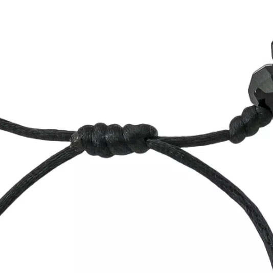 Pulseira Santa Rita de Cássia de Cristal Preto com Cruz e Medalha Resinada - 8mm
