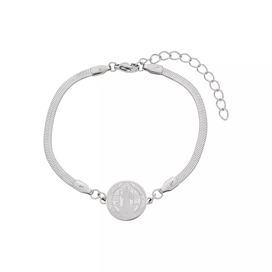 Pulseira São Bento Berloques em Inox Prata
