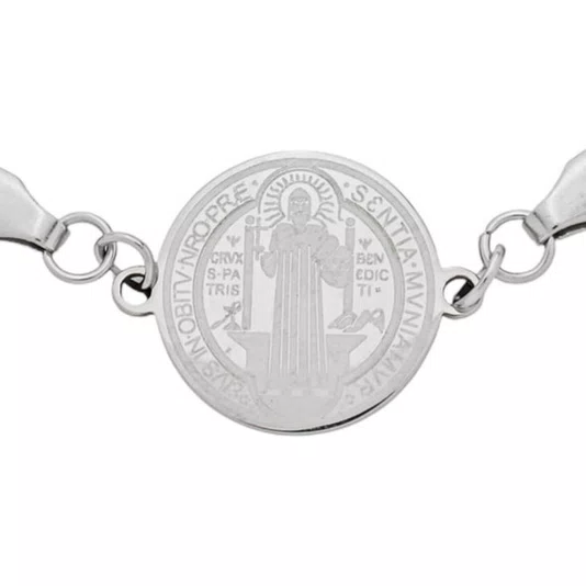 Pulseira São Bento em Inox Prata