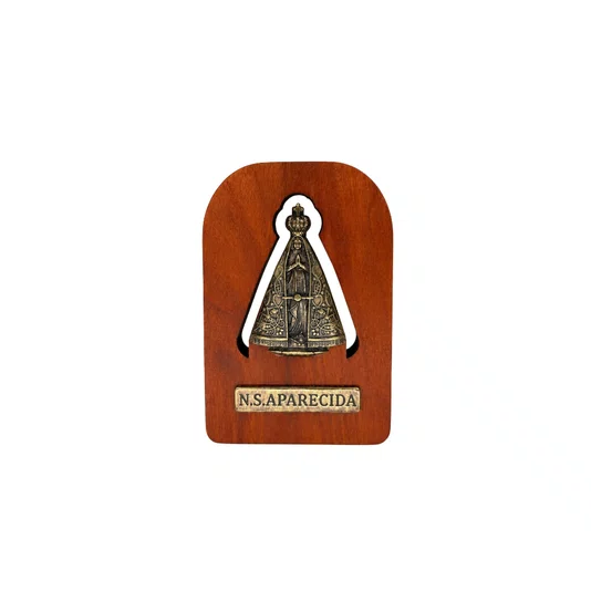 Quadro de Mesa Nossa Senhora Aparecida em Madeira Demolição