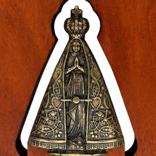 Quadro de Mesa Nossa Senhora Aparecida em Madeira Demolição
