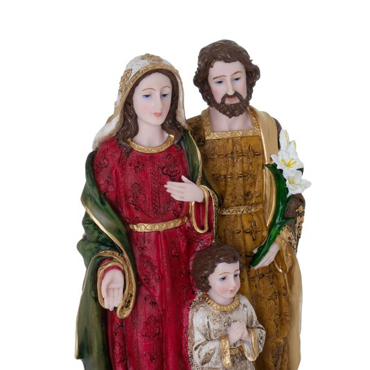 Imagem da Sagrada Família de Nazaré em Resina Colorida - 29cm