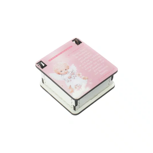 Terço Anjo da Guarda com porta terço em MDF - rosa