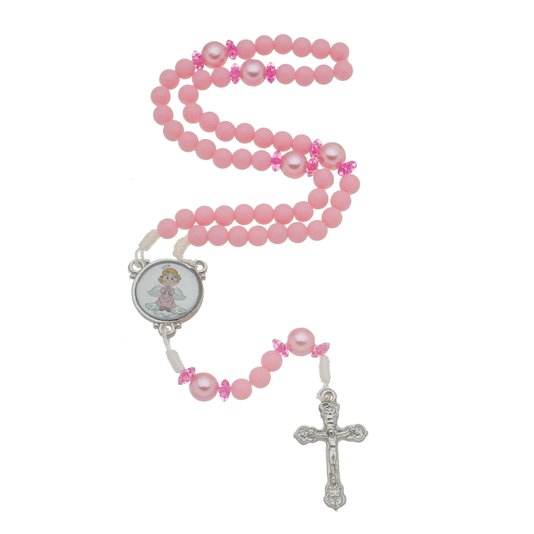 Terço do Anjo da Guarda com Caixinha Personalizada - Rosa