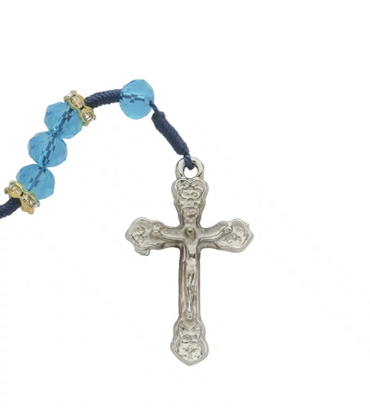 Terço com Entremeio de Nossa Senhora das Graças - Cristal Azul