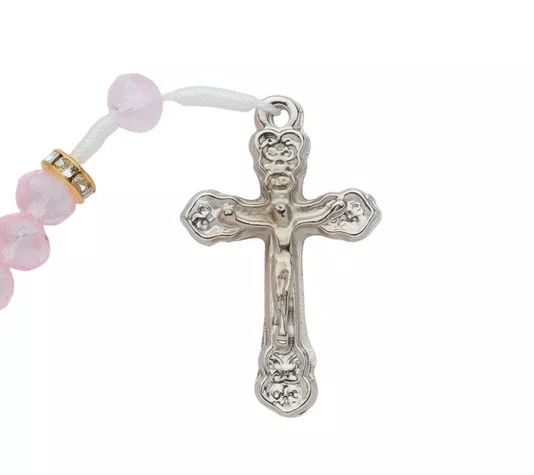 Terço com Entremeio de Santa Teresinha do Menino Jesus - Cristal Rosa