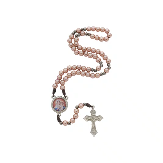 Terço com Folheto da Mãe Rainha - Rose Gold