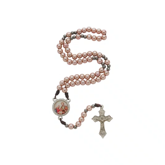 Terço com Folheto da Sagrada Família - Rose Gold