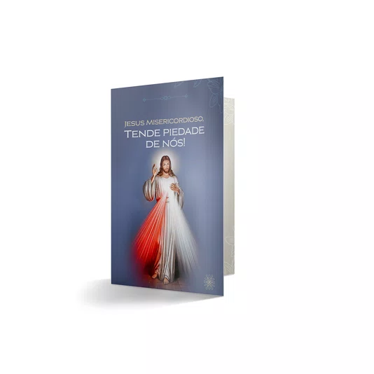 Terço com Folheto de Jesus Misericordioso e Santa Faustina - Branco e Vermelho