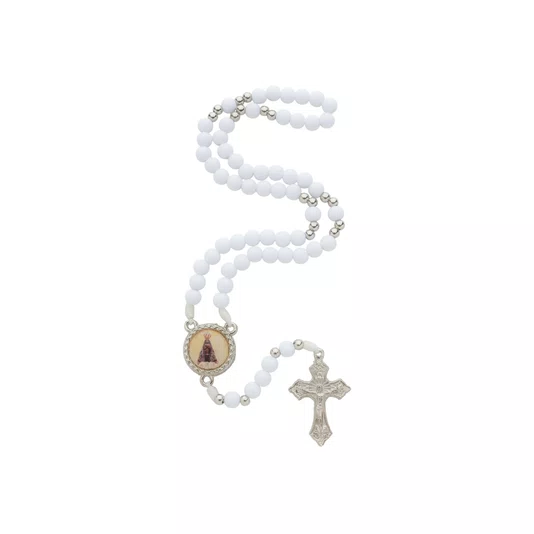 Terço com Folheto de Nossa Senhora Aparecida - Branco