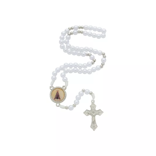 Terço com Folheto de Nossa Senhora Aparecida - Pérola