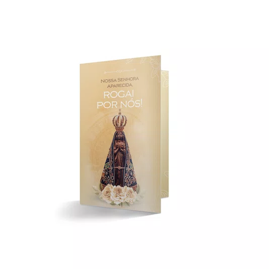 Terço com Folheto de Nossa Senhora Aparecida - Pérola Branca Abs 8mm