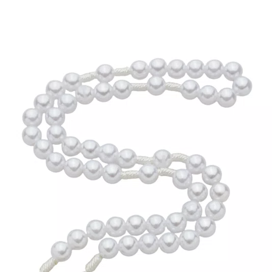 Terço com Folheto de Nossa Senhora Aparecida - Pérola Branca Abs 8mm