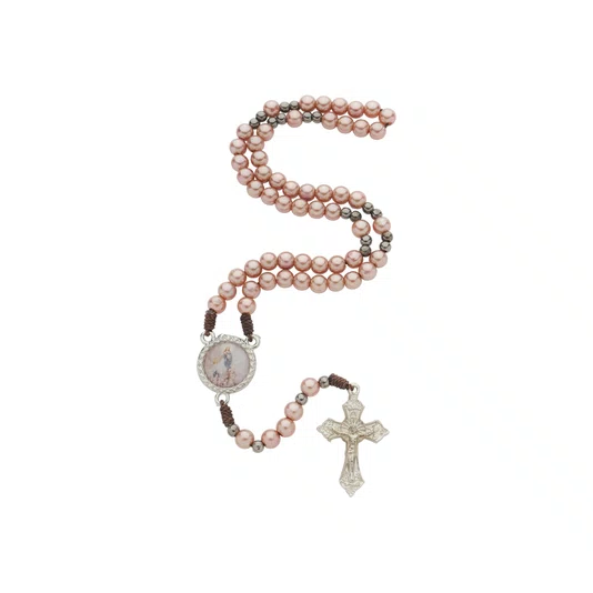 Terço com Folheto de Nossa Senhora da Conceição - Rose Gold