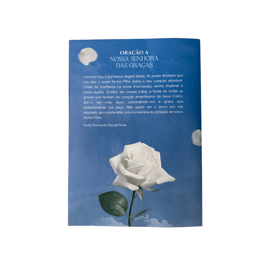 Terço com Folheto de Nossa Senhora das Graças - Cristal Azul