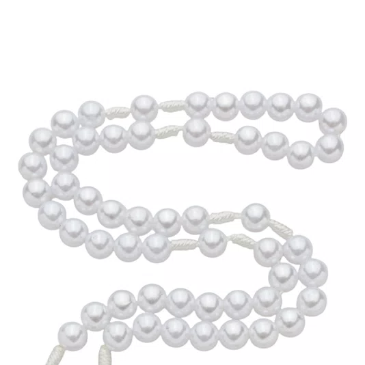 Terço com Folheto de Nossa Senhora Das Graças - Pérola Branca Abs 8mm