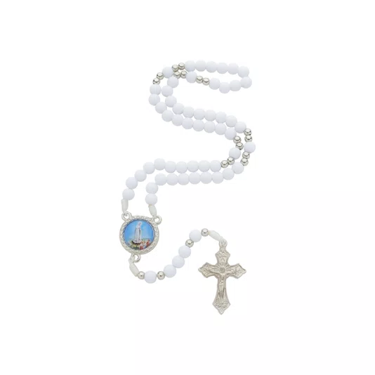 Terço com Folheto de Nossa Senhora de Fátima - Branco