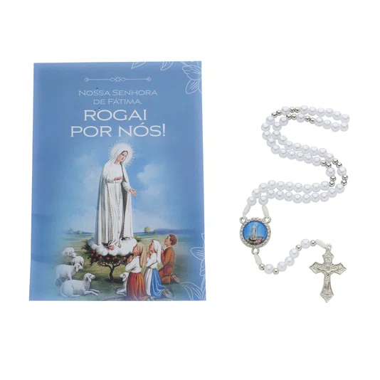 Terço com Folheto de Nossa Senhora de Fátima - Pérola