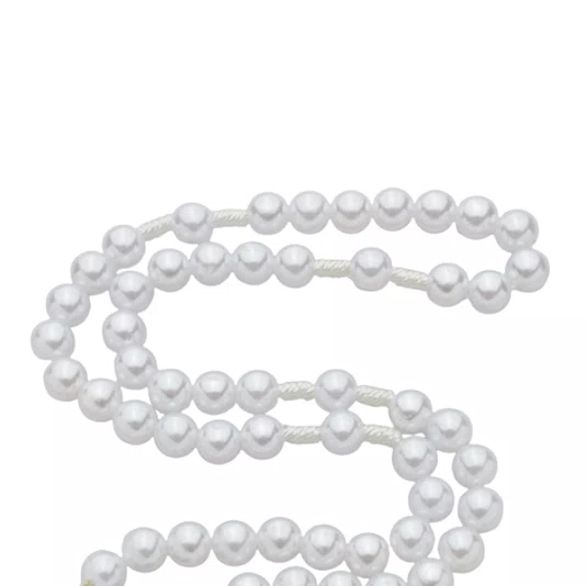Terço com Folheto de Nossa Senhora de Fátima - Pérola Branca Abs 8mm