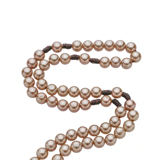 Terço com Folheto de Nossa Senhora de Guadalupe - Pérola Rosegold Abs 8mm