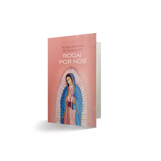 Terço com Folheto de Nossa Senhora de Guadalupe - Pérola Rosegold Abs 8mm