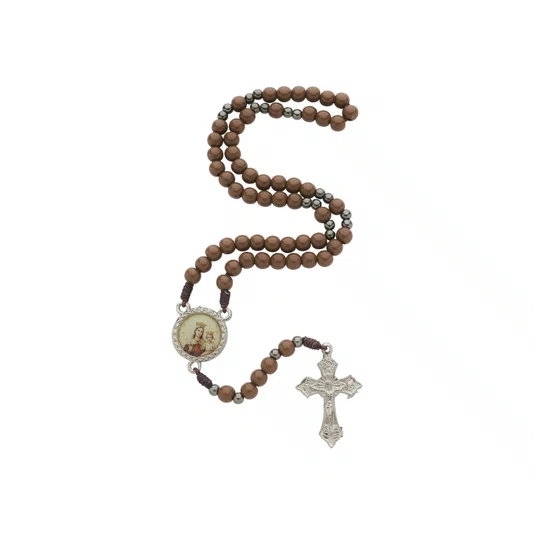 Terço com Folheto de Nossa Senhora do Carmo - Marrom
