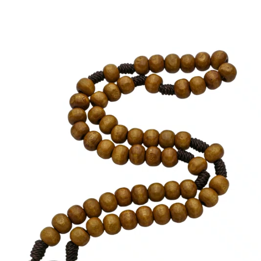 Terço com Folheto de Padre Pio - Madeira Marrom Claro 8mm