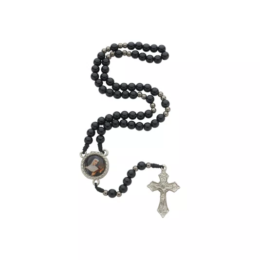 Terço com Folheto de Santa Rita de Cássia - Preto