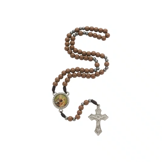 Terço com Folheto de Santo Antônio de Pádua - Marrom