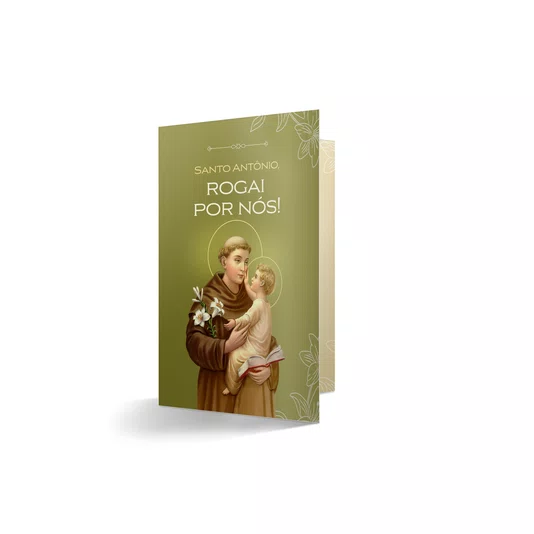 Terço com Folheto de Santo Antônio de Pádua Pérola Marrom Escuro 8mm