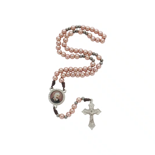 Terço com Folheto de São Padre Pio de Pietrelcina - Rose Gold