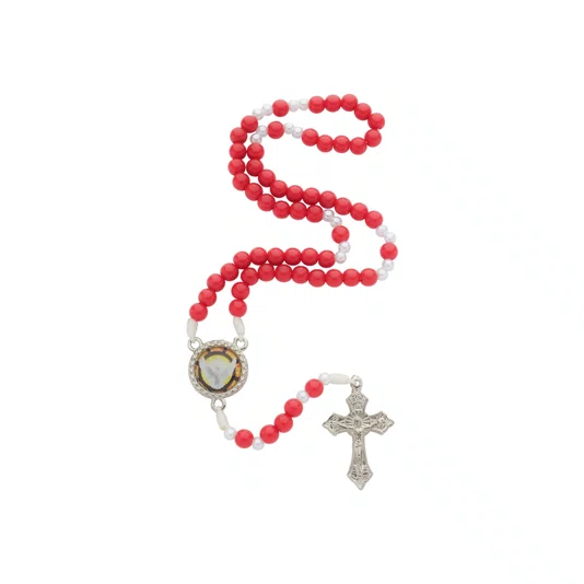 Terço com Folheto do Divino Espírito Santo - Vermelho