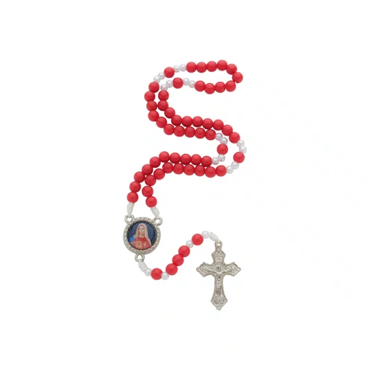Terço com Folheto do Imaculado Coração de Maria - Vermelho