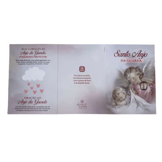 Terço com Folheto e Pulseira do Santo Anjo da Guarda Rosa - Infantil