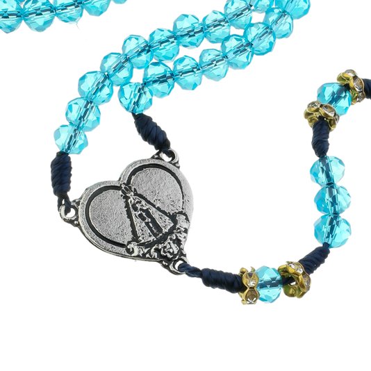 Kit Terço de Nossa Senhora Aparecida com Detalhes em Strass Cristal Azul - 2Un