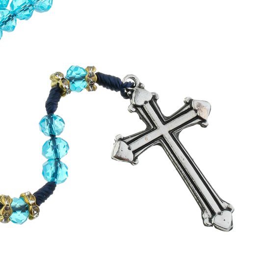 Kit Terço de Nossa Senhora Aparecida com Detalhes em Strass Cristal Azul - 2Un