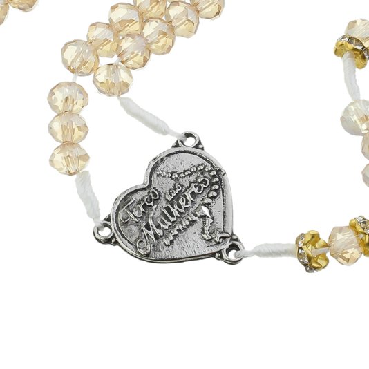 Kit Terço de Nossa Senhora Aparecida com Conta Cristal Caramelo e Strass - 2Un